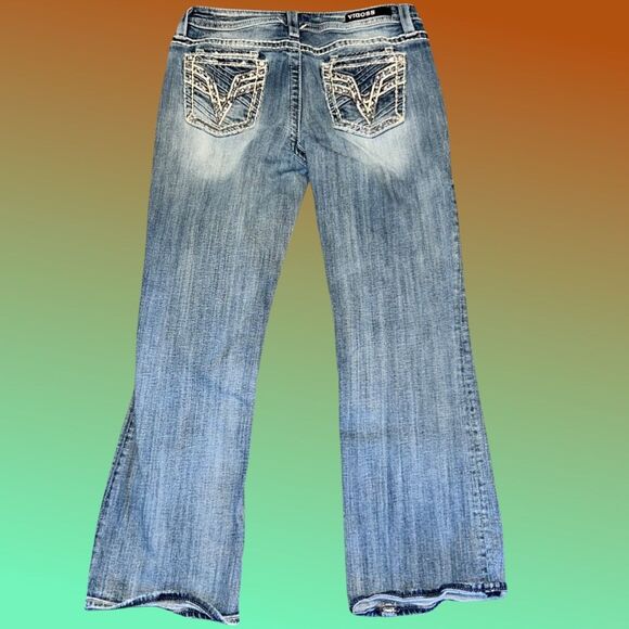 Vigoss Bedazzled Heritage Fit Bootcut Distressed Jeans Size 10 30x29 #61 - Picture 6 of 6